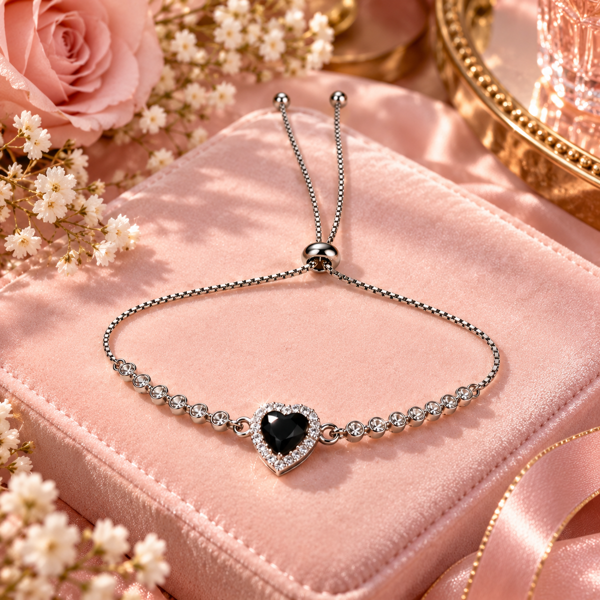 Amour black heart bracelet for women