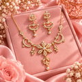 Roselle pearl floral necklace and earrings set