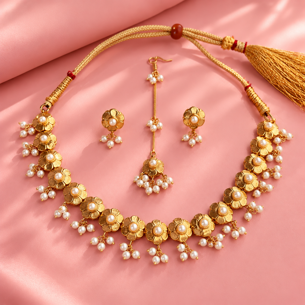 Gul-e-Mahar royal pearl Pakistani bridal jewelry set