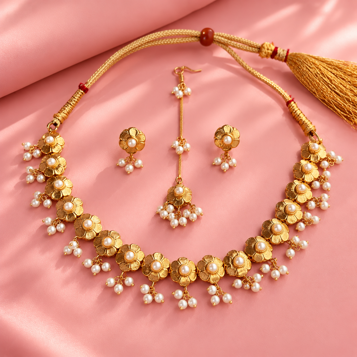 Gul-e-Mahar royal pearl Pakistani bridal jewelry set