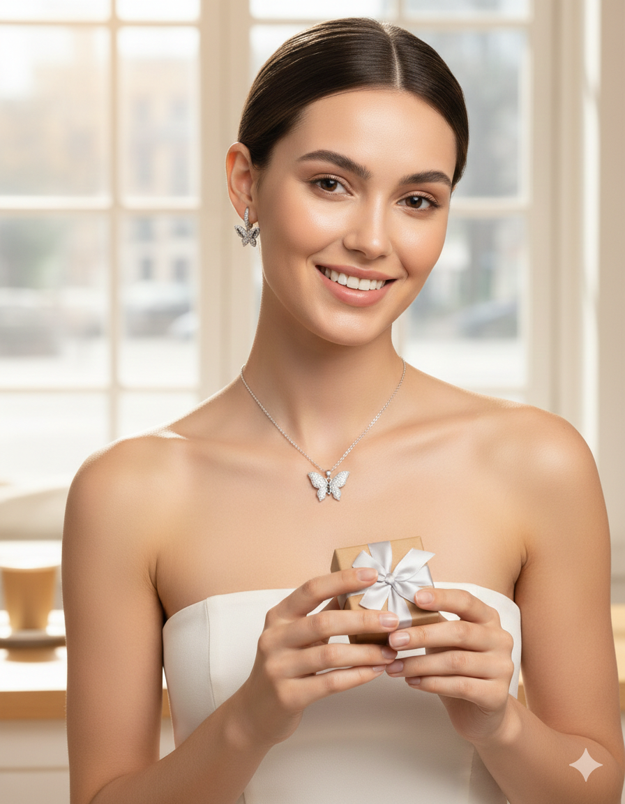 Parisa Butterfly – Silver Zircon Set