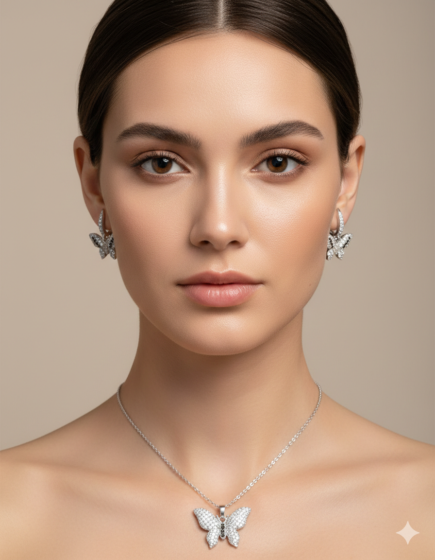 Parisa Butterfly – Silver Zircon Set