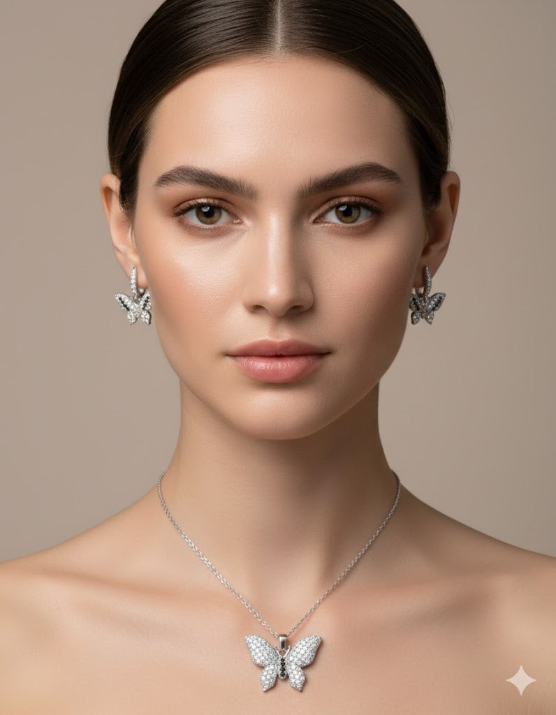 Parisa Butterfly – Silver Zircon Set